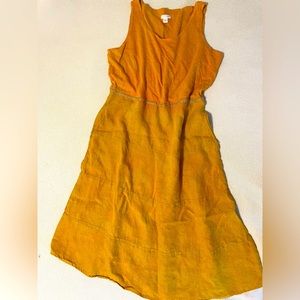 J. Jill 100% Linen Ombré Yellow Gold Dress with Pockets